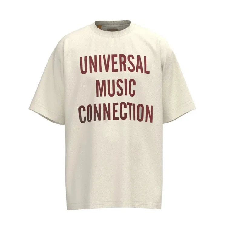 Universal Music Connection T-Shirt - Cream with Maroon Text