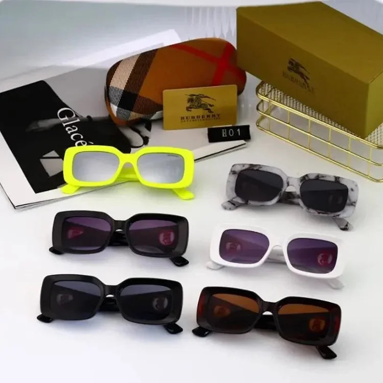 Burberry Neon Yellow Square Sunglasses - Trendy Retro Style