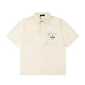 Fendi Men's Cream Short Sleeve Shirt with Zip Pocket