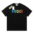 Gucci Men's Black T-Shirt with Colorful Logo