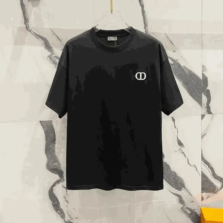 Dior Black T-Shirt with Logo Embroidery - Luxury Fashion