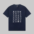 Louis Vuitton Men's Navy Blue T-Shirt with Logo Variations - Luxury Fashion