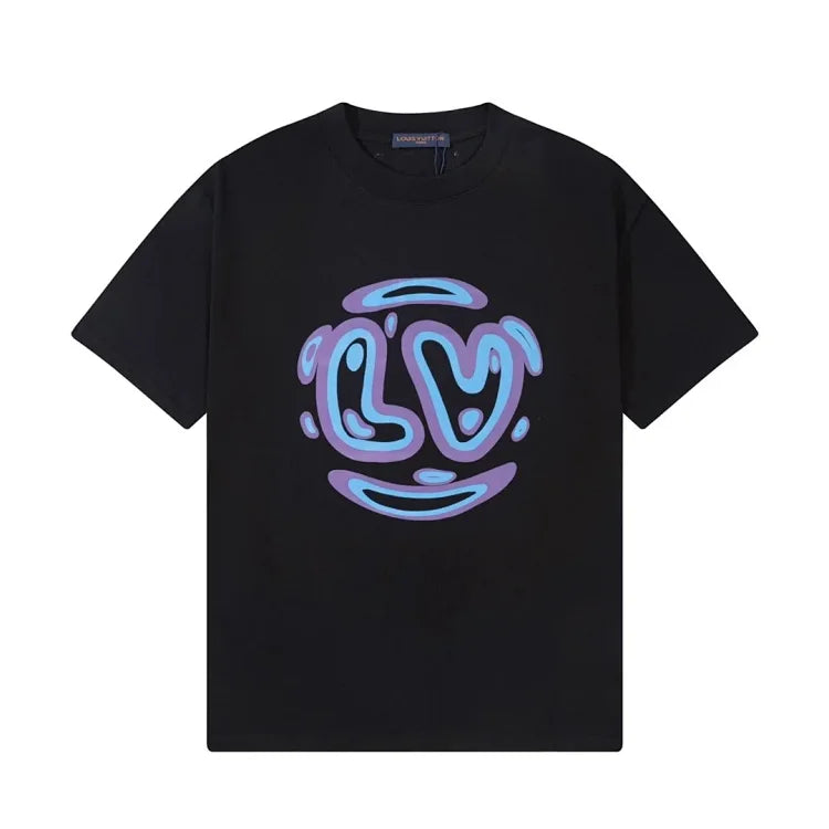Louis Vuitton Black T-Shirt with Abstract LV Logo - Stylish and Comfortable