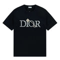 Dior Men's Black T-Shirt with Embroidered Logo