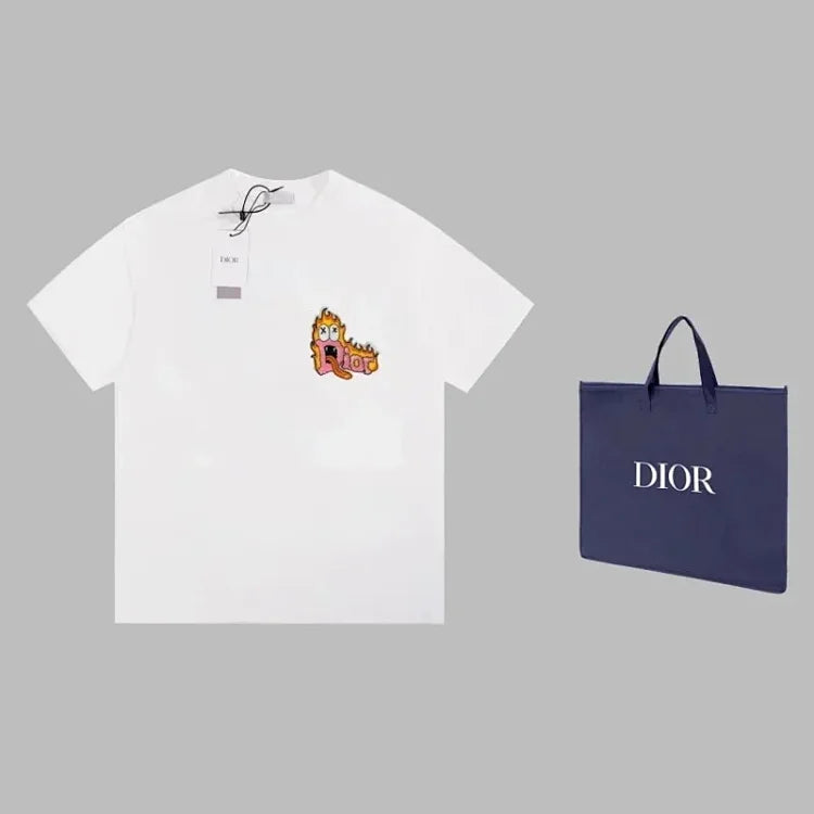 Dior x Kaws White T-Shirt with Logo Print - Luxury Fashion