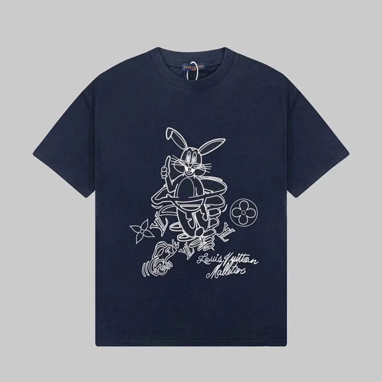 Louis Vuitton Navy Blue T-Shirt with Bunny Print - Luxury Fashion for Men