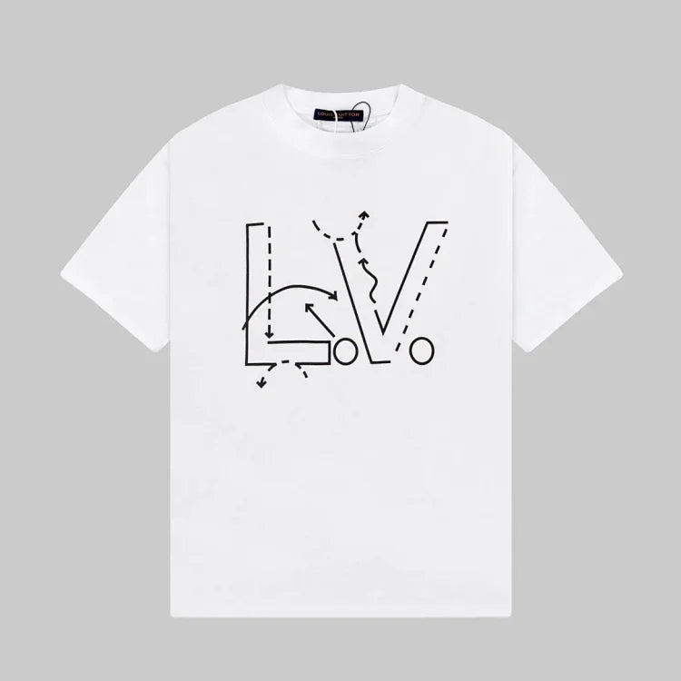 Louis Vuitton White Graphic T-Shirt with LV Logo