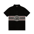 Versace Men's Black Polo Shirt with Medusa Logo and Greek Key Pattern
