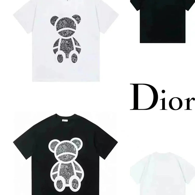 DIOR Bear Print White T-Shirt for Women
