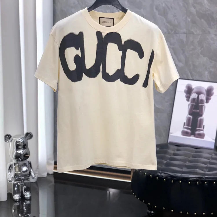 Gucci Cream T-Shirt with Black Logo - Luxury Fashion Tee