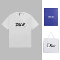 Dior Men's White T-Shirt with Black Logo - Luxury Fashion