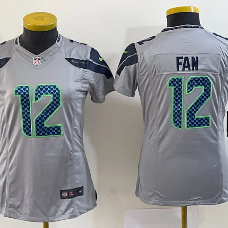 Women's Seattle Seahawks Fan 12 Gray Game Jersey - NFL Official