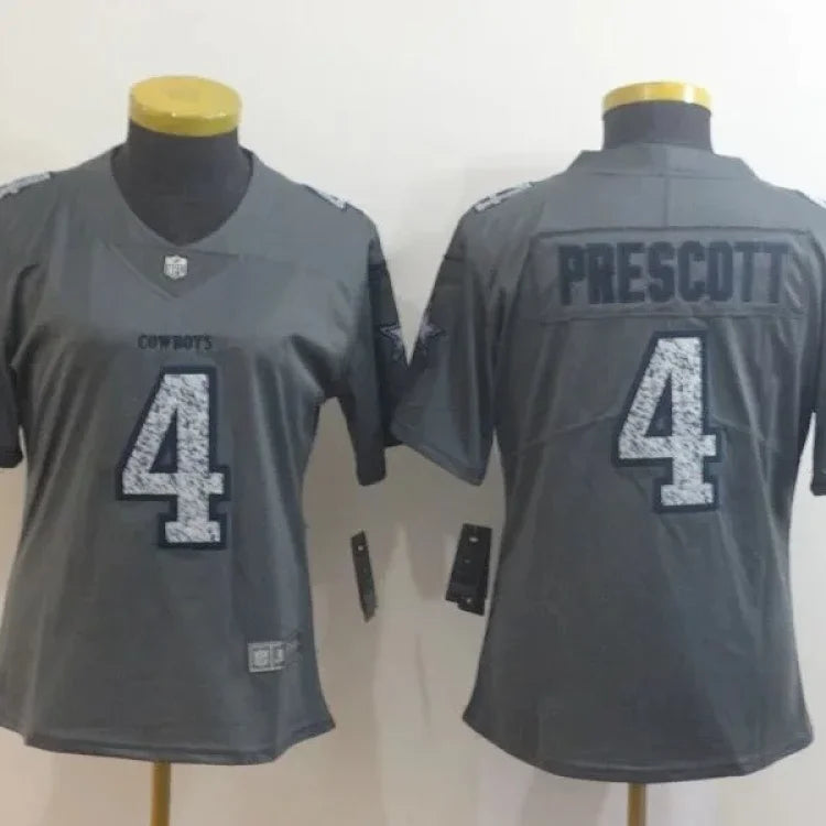 Dallas Cowboys Prescott #4 Gray Women's NFL Jersey
