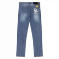 Burberry Men's Slim Fit Jeans with Logo Embroidery - Blue