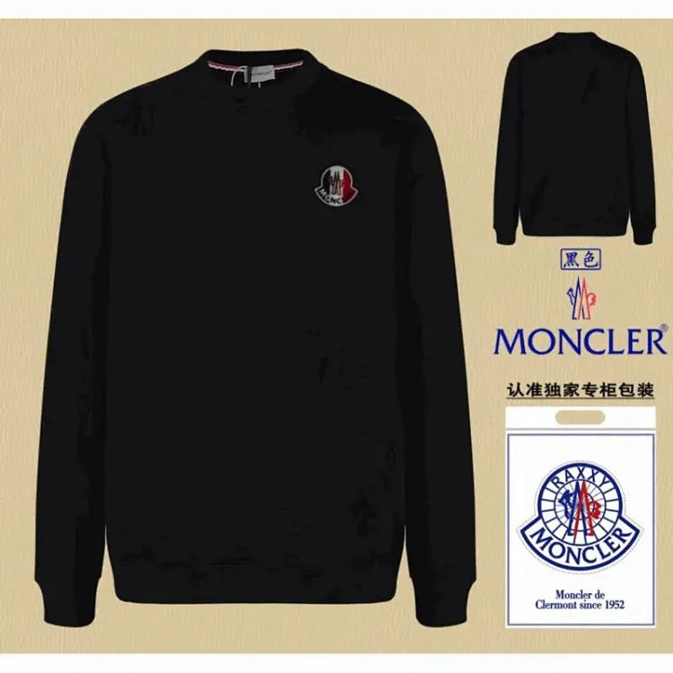 Moncler Black Sweatshirt with Logo Patch - Luxury Fashion for Men and Women