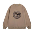 Stone Island Men's Brown Crewneck Sweatshirt with Logo Print