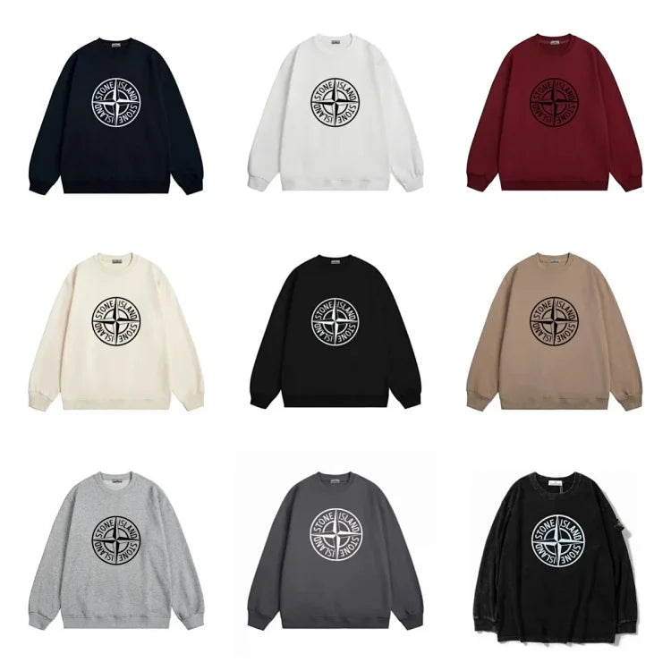 Stone Island Men's Brown Logo Print Sweatshirt