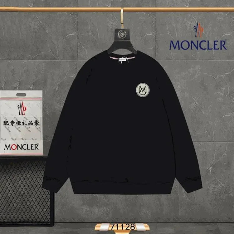 Moncler Black Sweatshirt with Logo Patch - Luxury Fashion Apparel