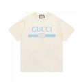 Gucci Men's Short Sleeve T-Shirt - Cream with Blue Logo