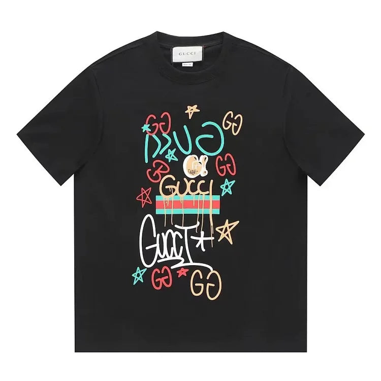 Gucci Black T-Shirt with Graffiti Print - Luxury Fashion Tee