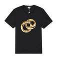 KENZO Men's Black T-Shirt with Gold Rings Logo