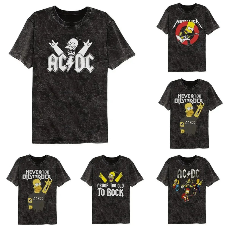 The Simpsons x AC/DC & Metallica Rock T-Shirts [5 styles]