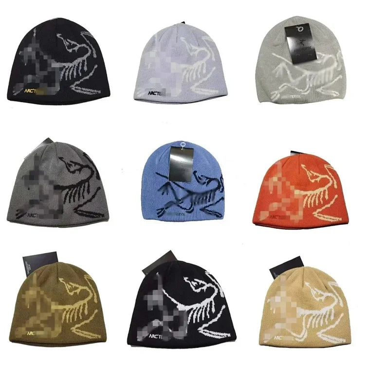 Arc'teryx Wool Beanie - Cream and Brown Knit Hat with Logo | 7321455897