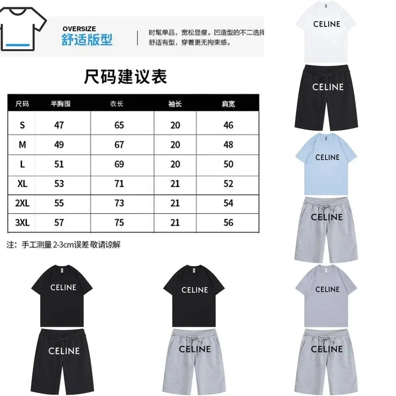 Celine Oversize T-Shirt/Shorts Set [24 styles]