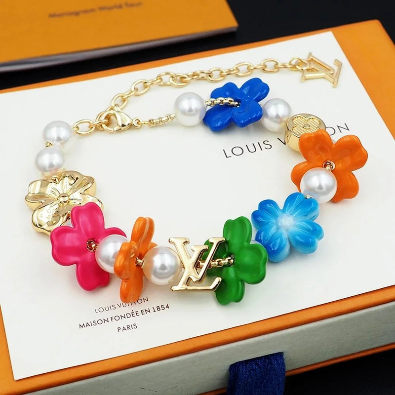 Louis Vuitton LV Floral and Glass Beaded Bracelet
