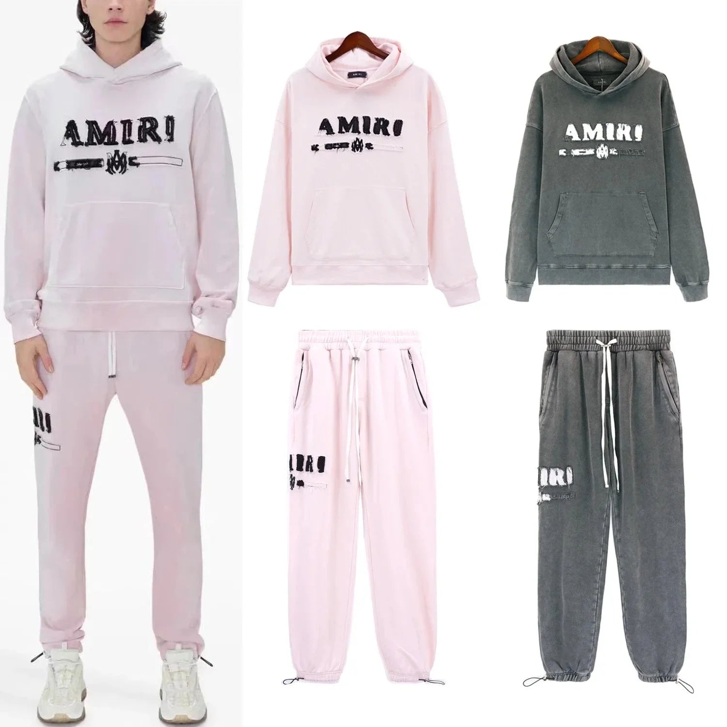 AMIRI Distressed Logo Hoodie & Jogger Set