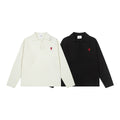 Ami Heart Logo Ribbed Polo Sweater [2 styles]