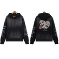 AMIRI Productions Washed Hoodie with Abstract Theater Mask & Rose Print
