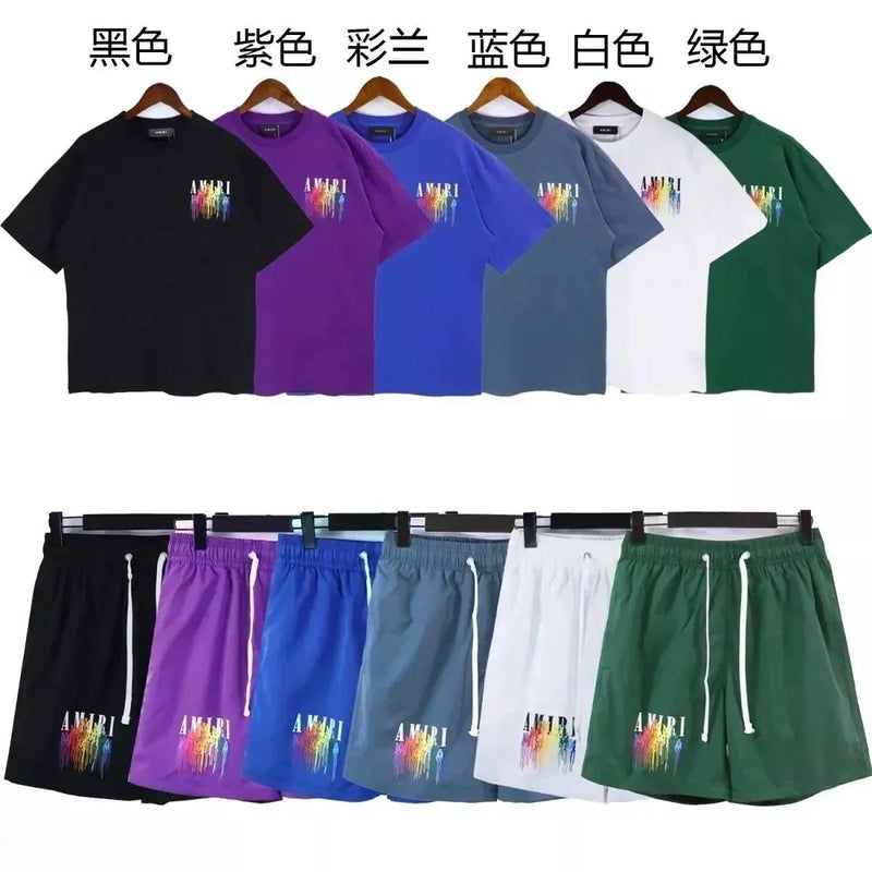 Amiri Rainbow Drip T-Shirt/Shorts Set [6 styles]