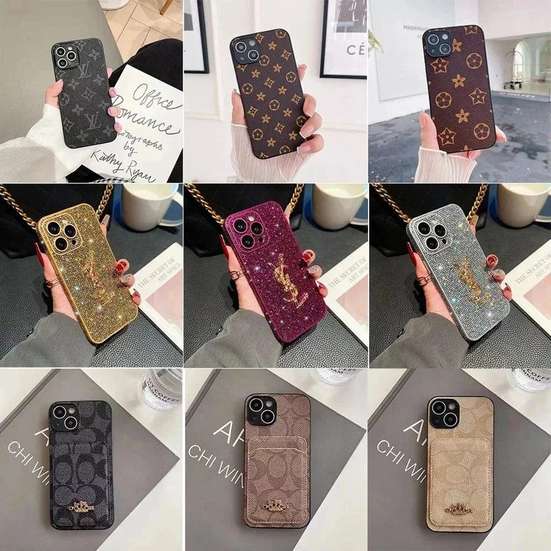 LV Monogram / YSL Crystal / Coach Signature Apple Phone Case [40 styles]