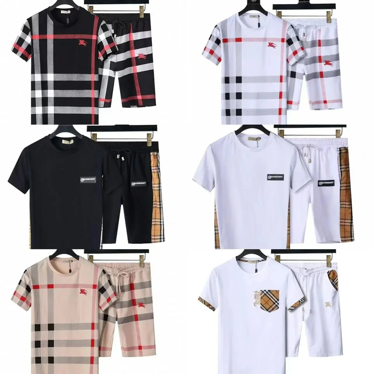 Burberry Check Print T-Shirt/Shorts Set [40 colors]