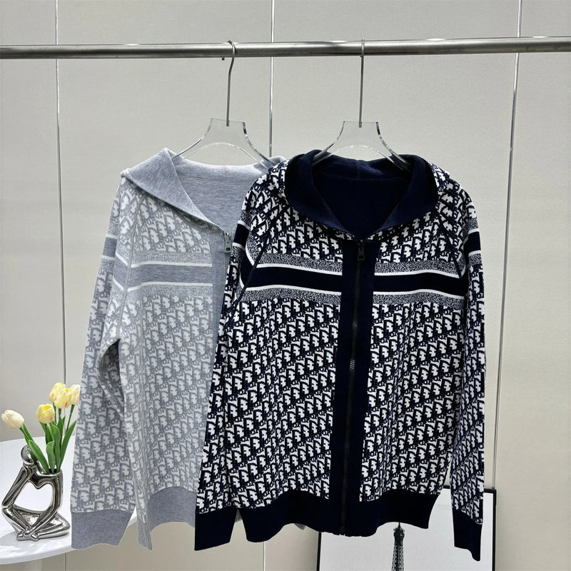Dior Oblique Hooded Zip-Up Sweater