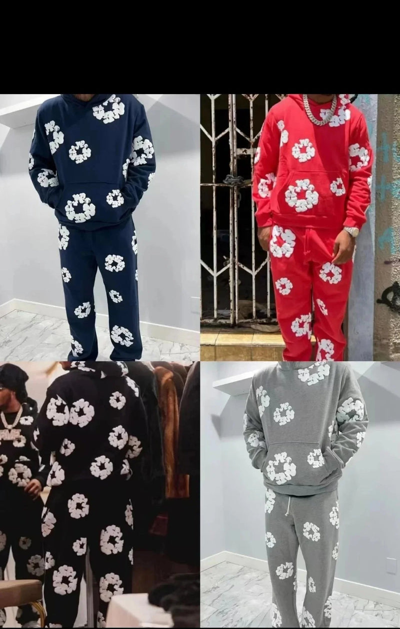 Denim Tears Flower Print Hoodie & Pants Set [25 styles]