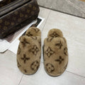 Louis Vuitton Monogram Faux Fur Slippers