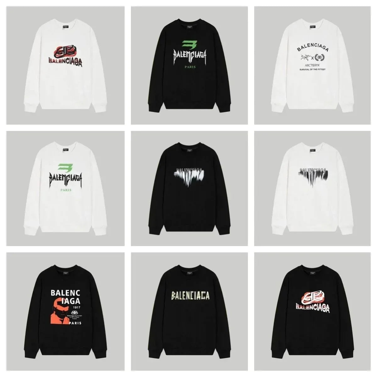 Balenciaga Punk Letters Printed Long Sleeve Sweatshirts