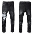 AMIRI Angel Print Distressed Black Jeans