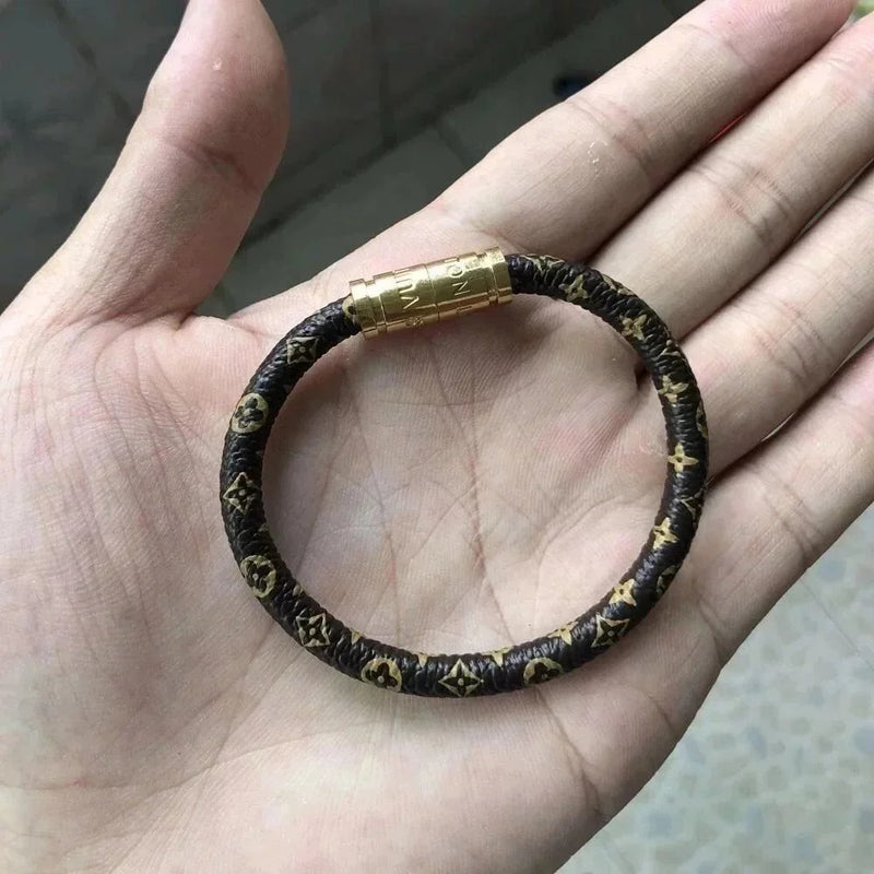 Louis Vuitton Monogram Leather Magnetic Snap Bracelet [5 styles]