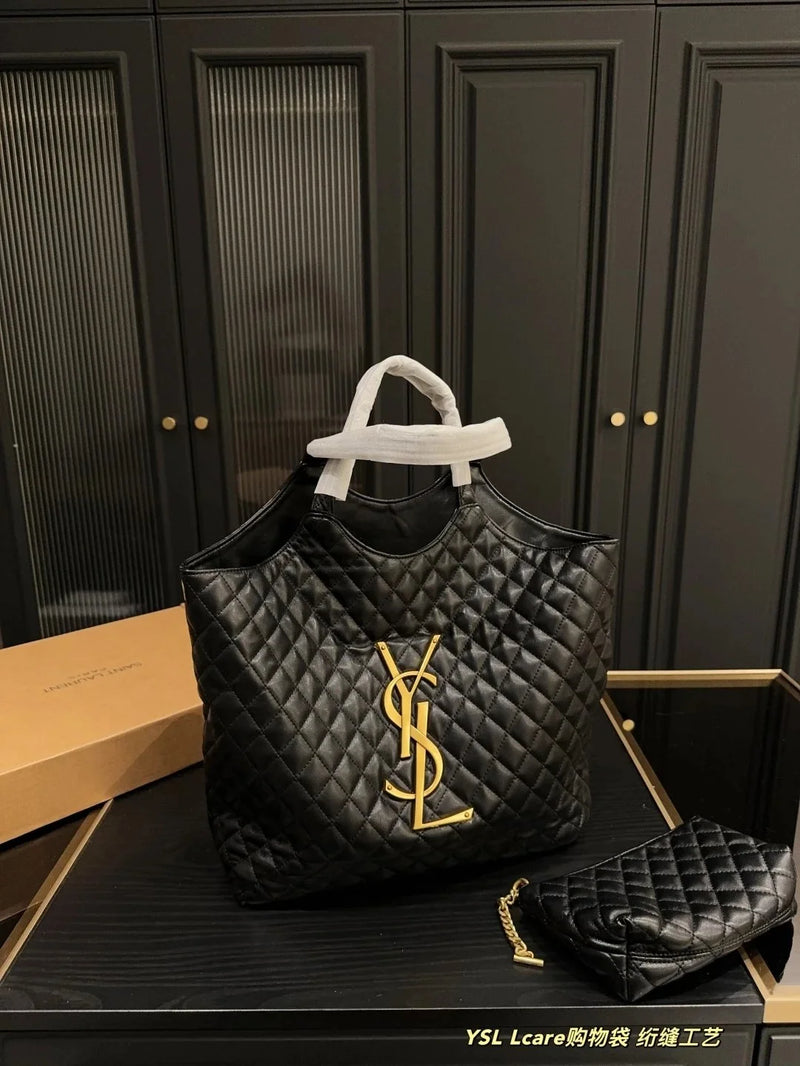 YSL Lcare Shopping Bag with Quilted Stitching工艺