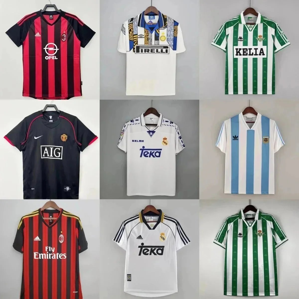 AC Milan, Inter Milan, Real Betis, Manchester United, Real Madrid, Argentina National Team Football Jerseys [40 styles]