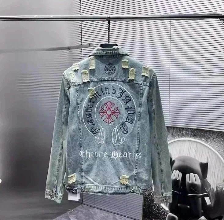 Chrome Hearts Distressed Denim Jacket | 7592011689