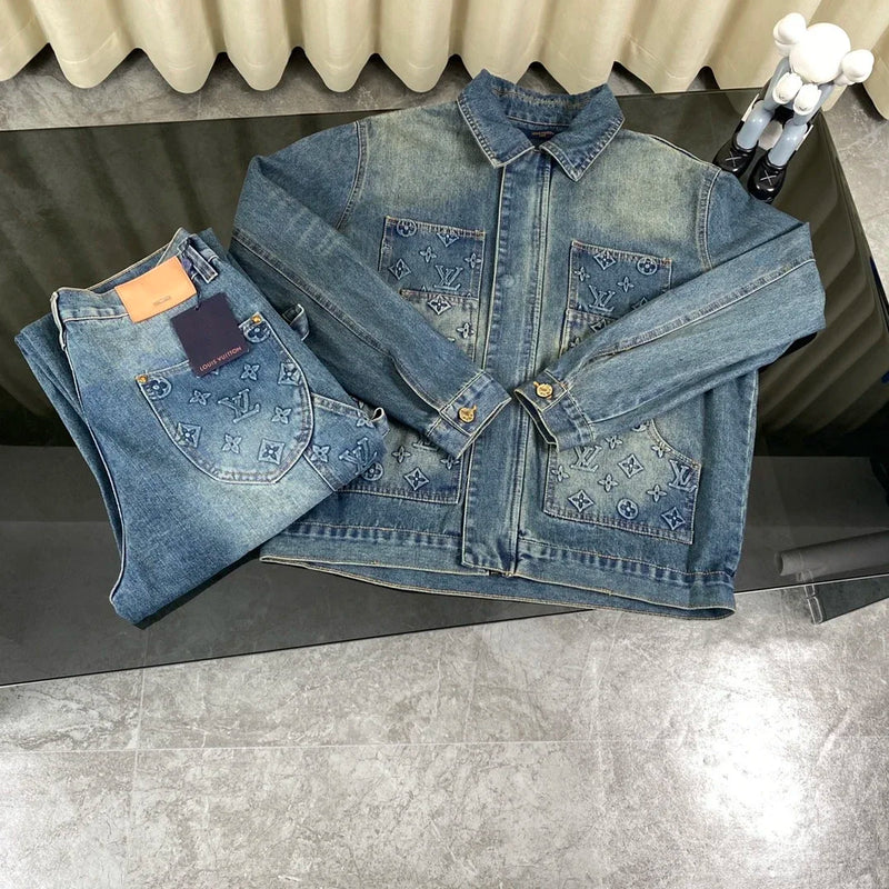 Louis Vuitton Monogram Denim Jacket and Jeans Set | 7572701138