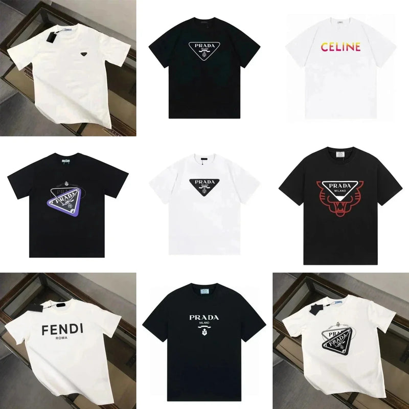 Prada Triangle Logo T-Shirt / Fendi Roma T-Shirt / Celine Rainbow Logo T-Shirt