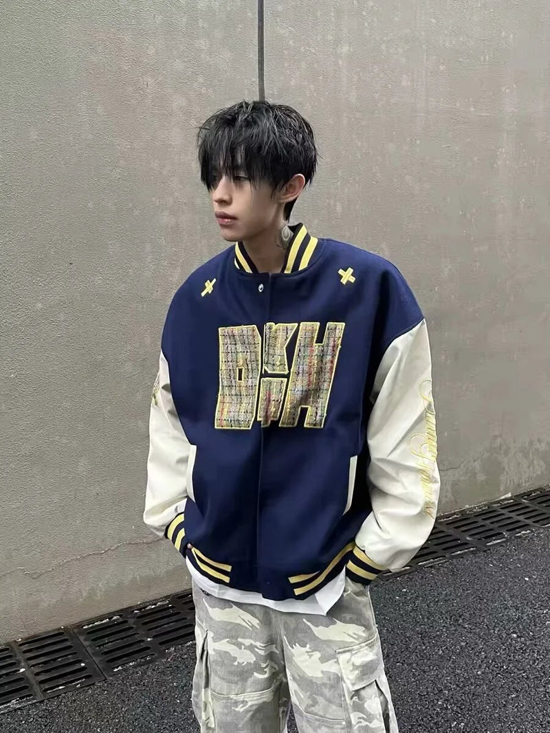 DKH Letter Embroidery Varsity Jacket | 7596516823