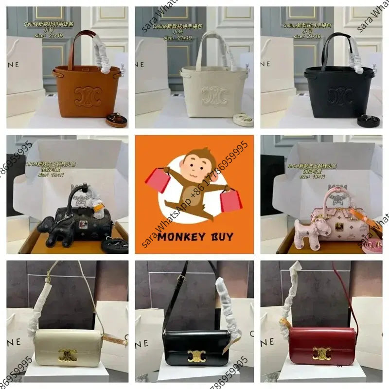 Celine Triomphe Tote Bag / MCM Visetos Elephant Mini Bag / Celine Triomphe Box Bag