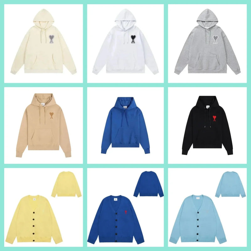 Ami Paris Heart Logo Hoodie & Cardigan Sweater Collection