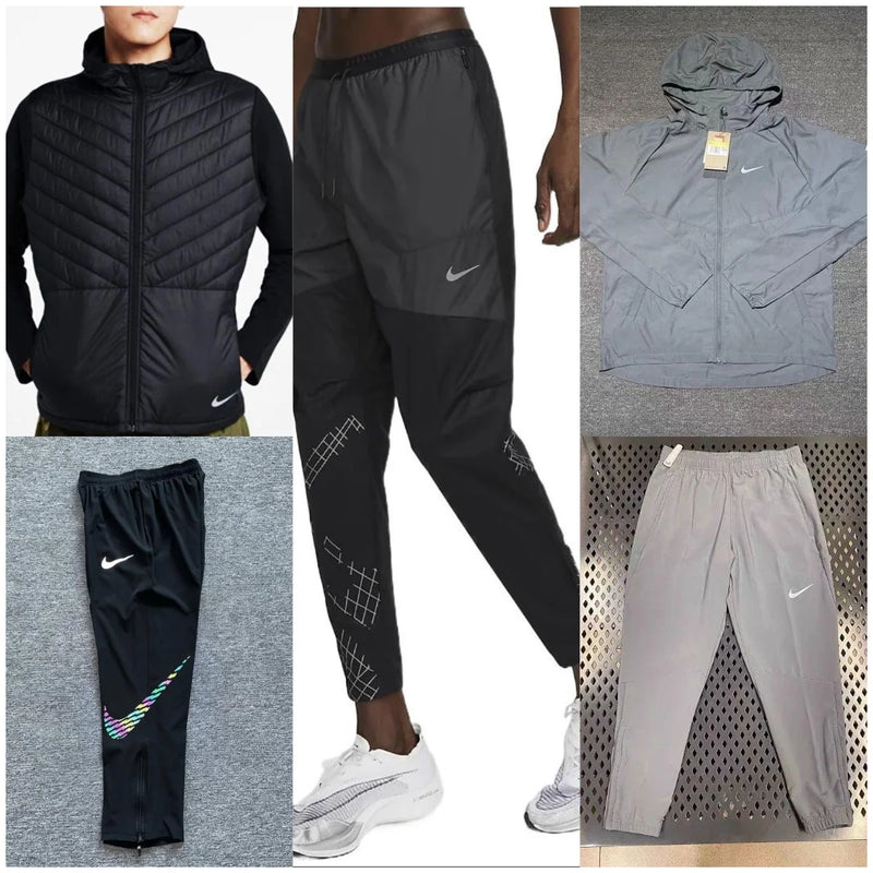 Nike Trail Running Print Sweatpants Long Sleeves [Black & Grey Hooded Jackets + Matching Pants] | 7573333788